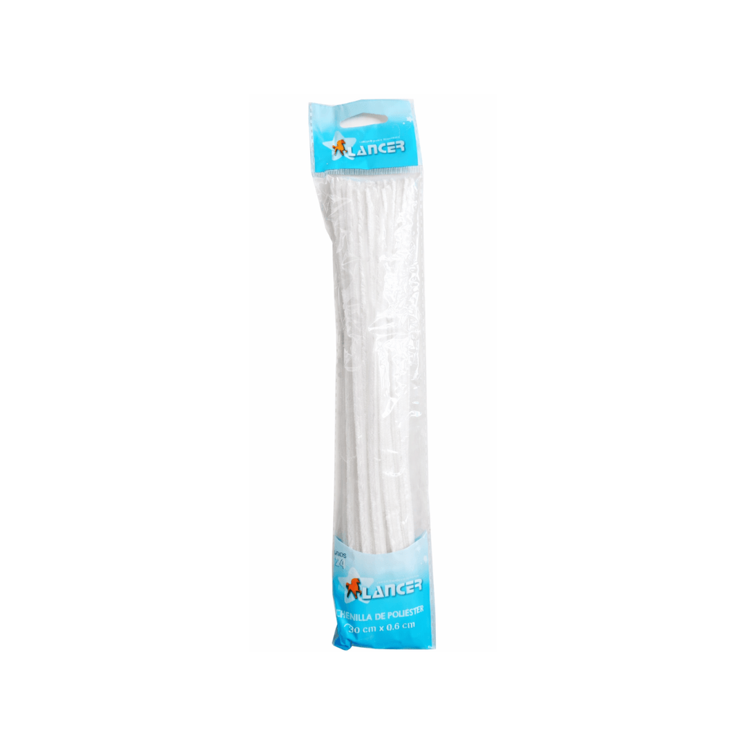 CHENILLA POLIESTER BLANCA DE 24 UNIDADES