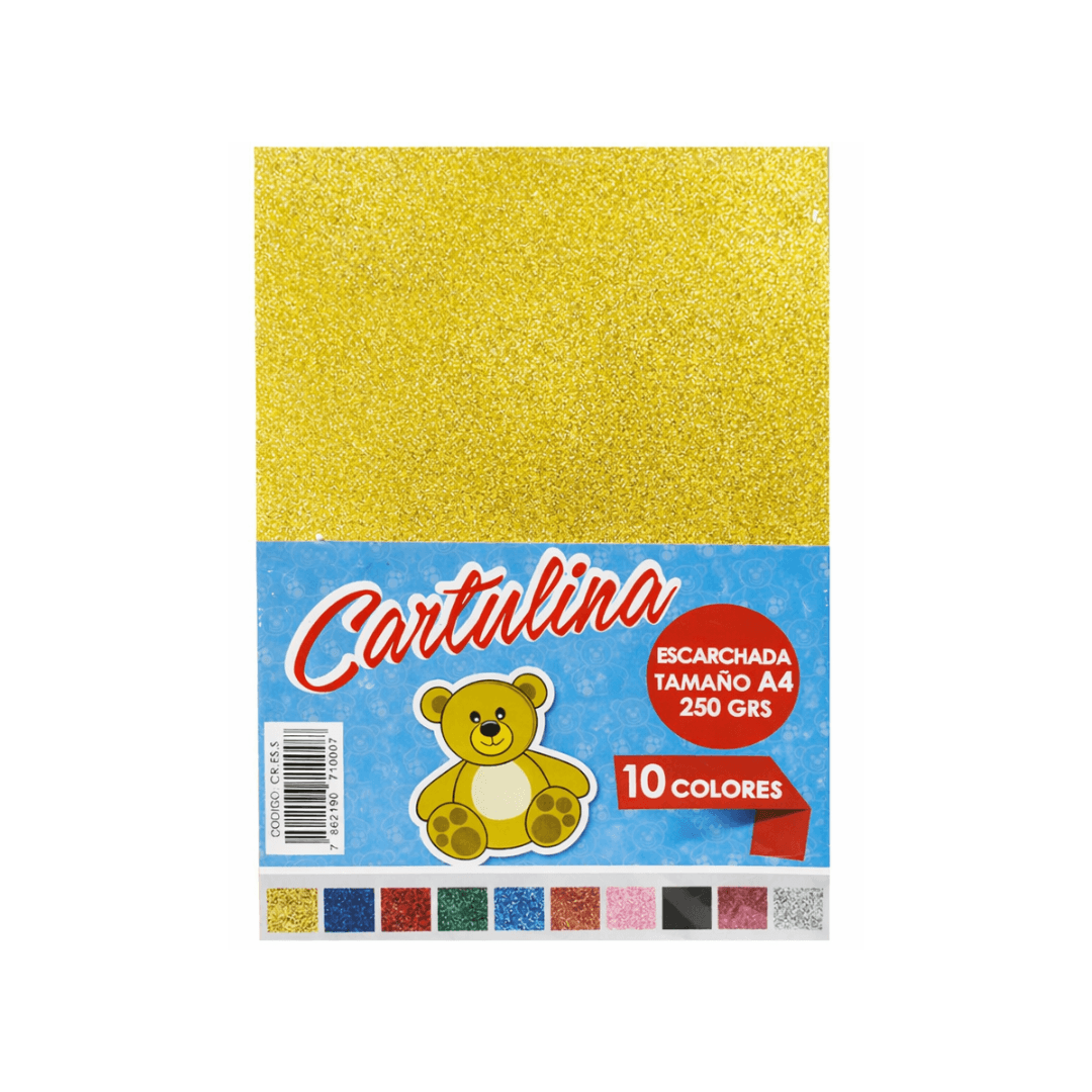 CARTULINA ESCARCHADA A4 250GR 10 COLORES SURTIDOS