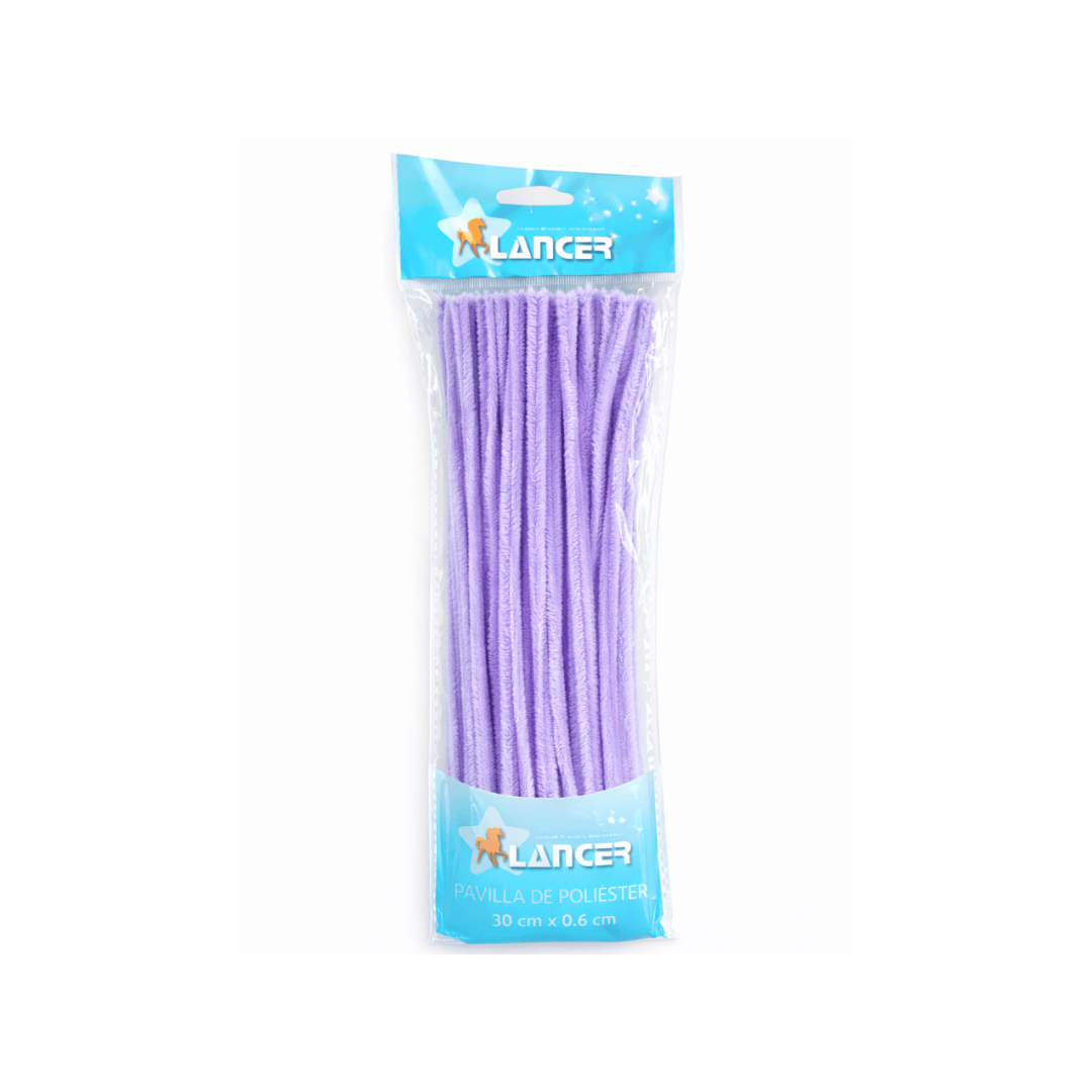 CHENILLA POLIESTER LILA 30CMX6MM DE 100 UNIDADES