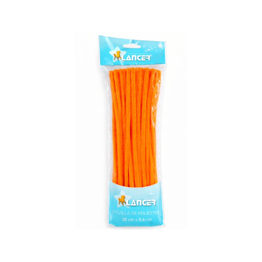 CHENILLA POLIESTER NARANJA 30CMX6MM DE 100 UNIDADES