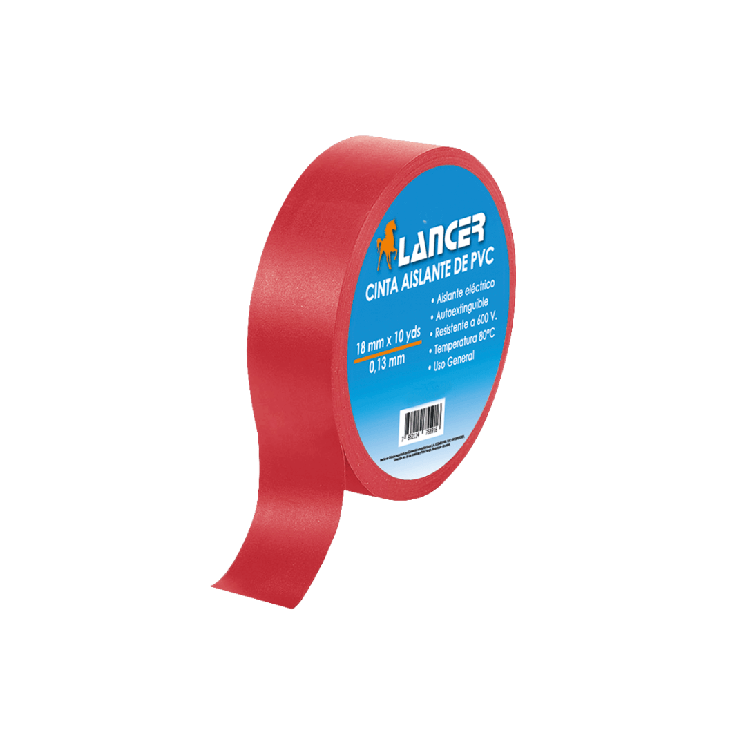 CINTA AISLANTE ROJA LANCER 10YDS 18MMX0.13MM