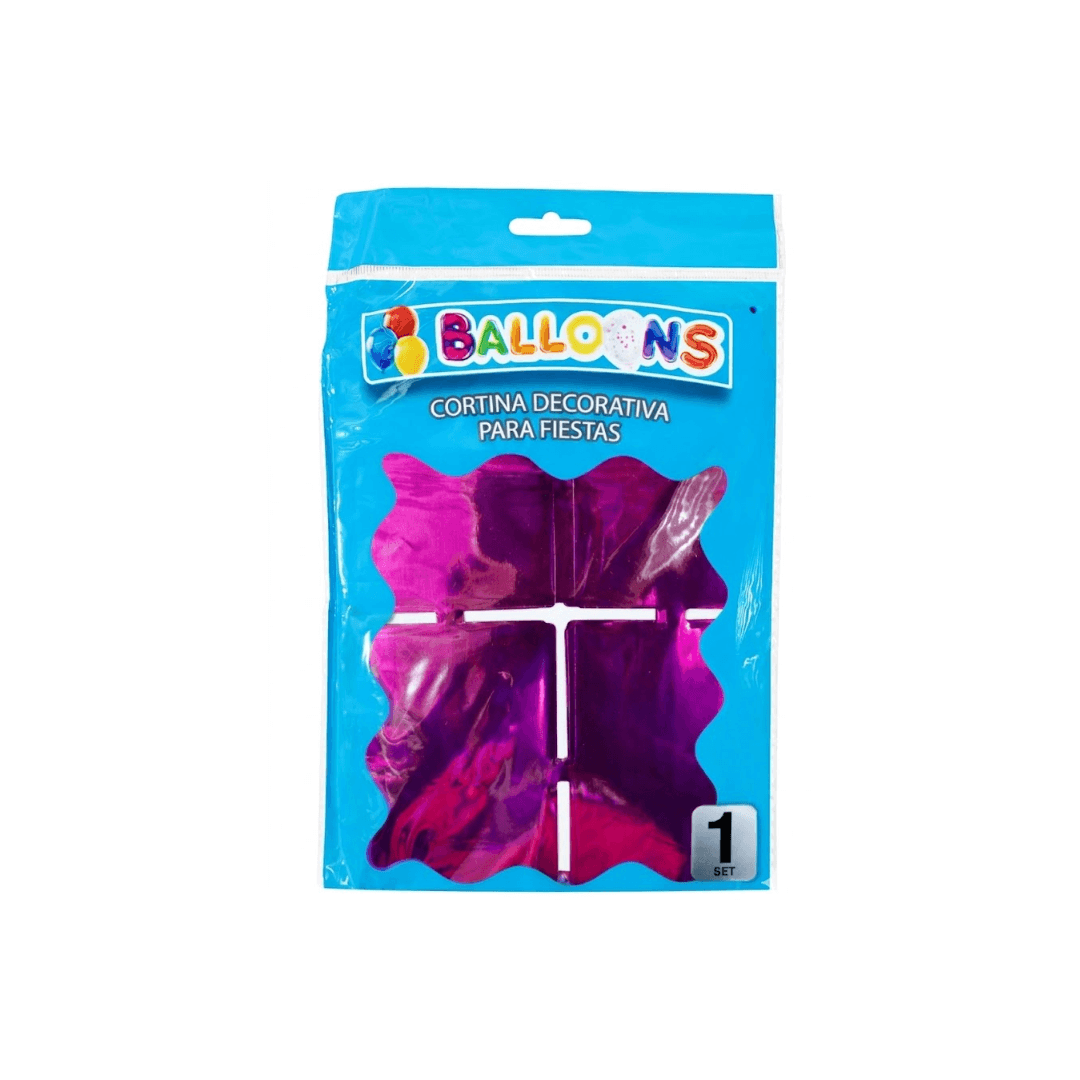 CORTINA DECORATIVA PARA FIESTA CUADROS METALIZADOS FUXIA