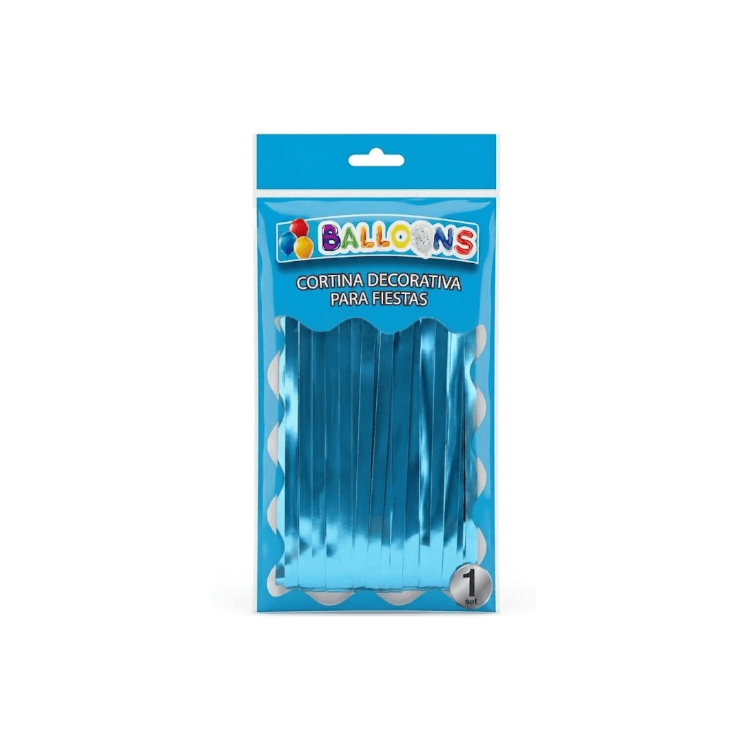 CORTINA DECORATIVA PARA FIESTA METALIZADO CELESTE