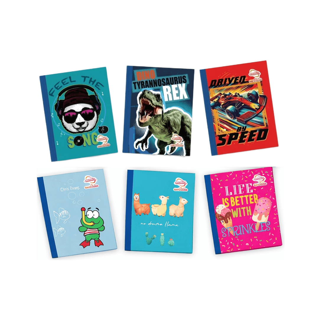 CUADERNO COSIDO 2 LÍNEAS STICKER 100 HOJAS ESCRIBE