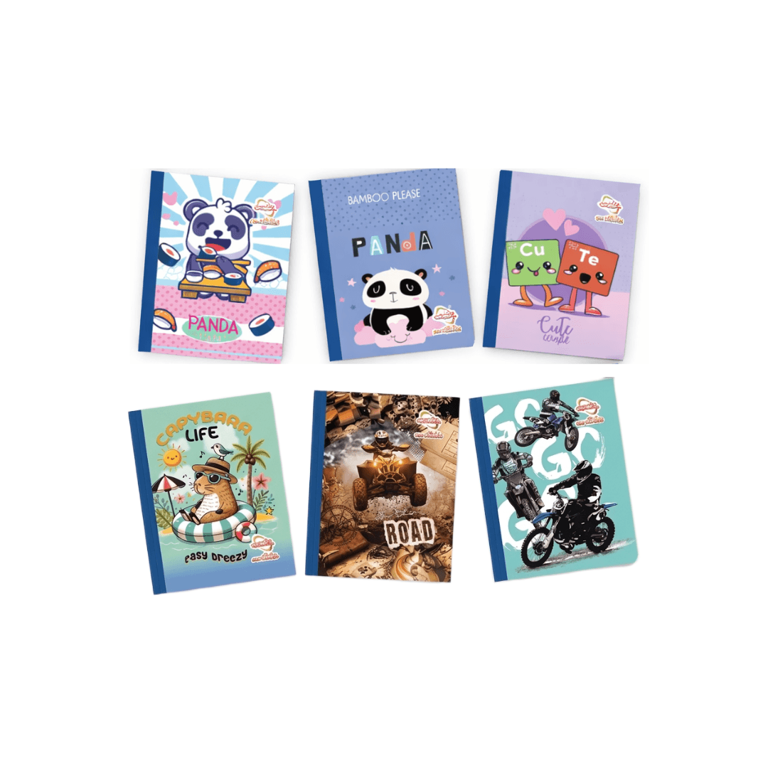 CUADERNO COSIDO 4 LÍNEAS STICKER 100 HOJAS ESCRIBE