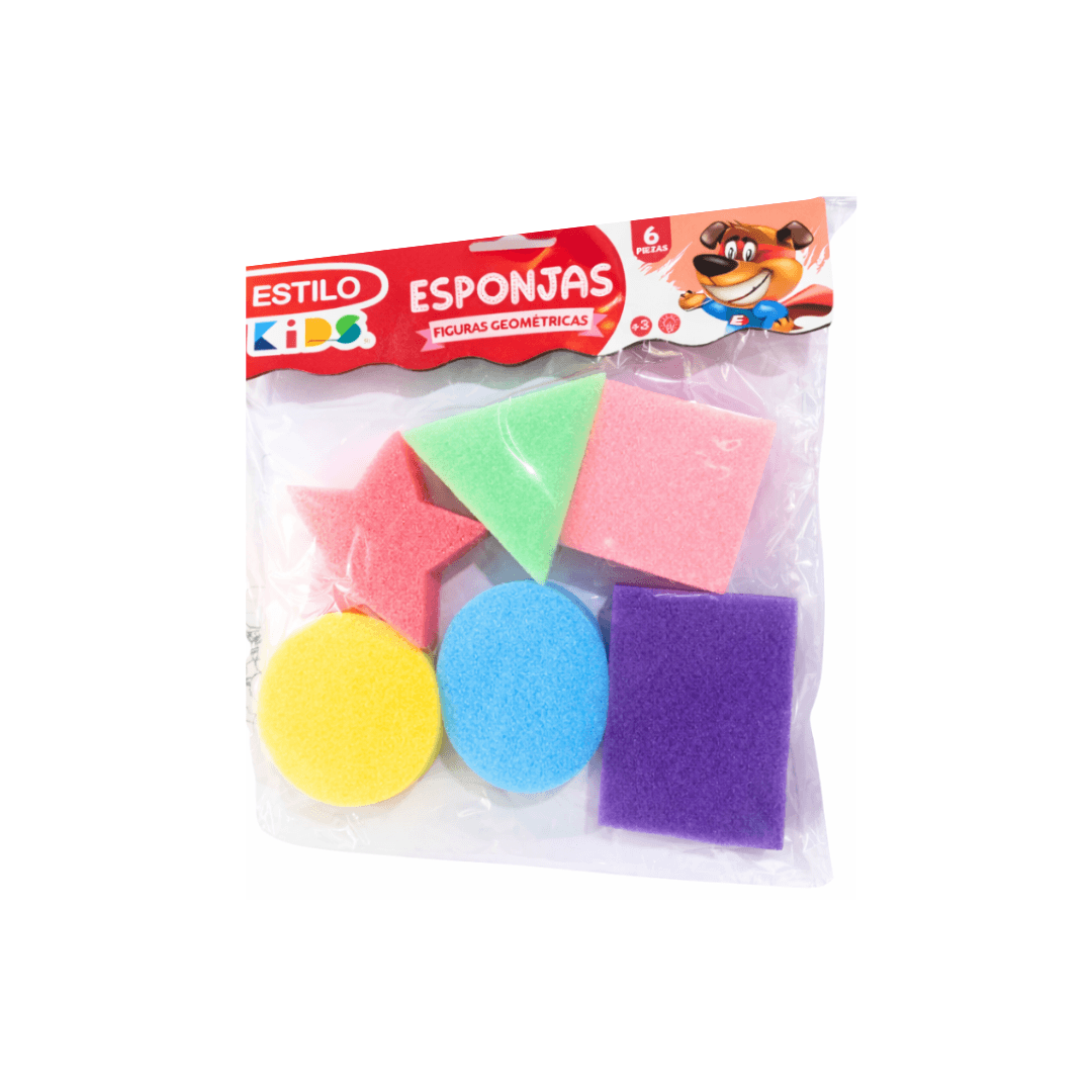 ESPONJA ESTILO FIGURAS GEOMÉTRICAS 6 PIEZAS