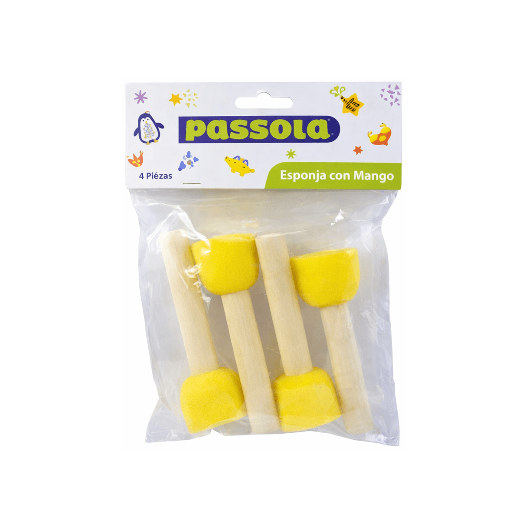ESPONJA MANGO MADERA PASSOLA PARA PINTAR X 4 UNIDADES