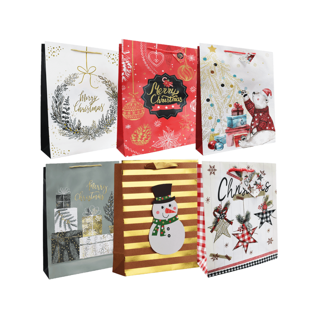 FUNDA DE REGALO LARGE NAVIDAD PREMIUM-26X32X12.7CM