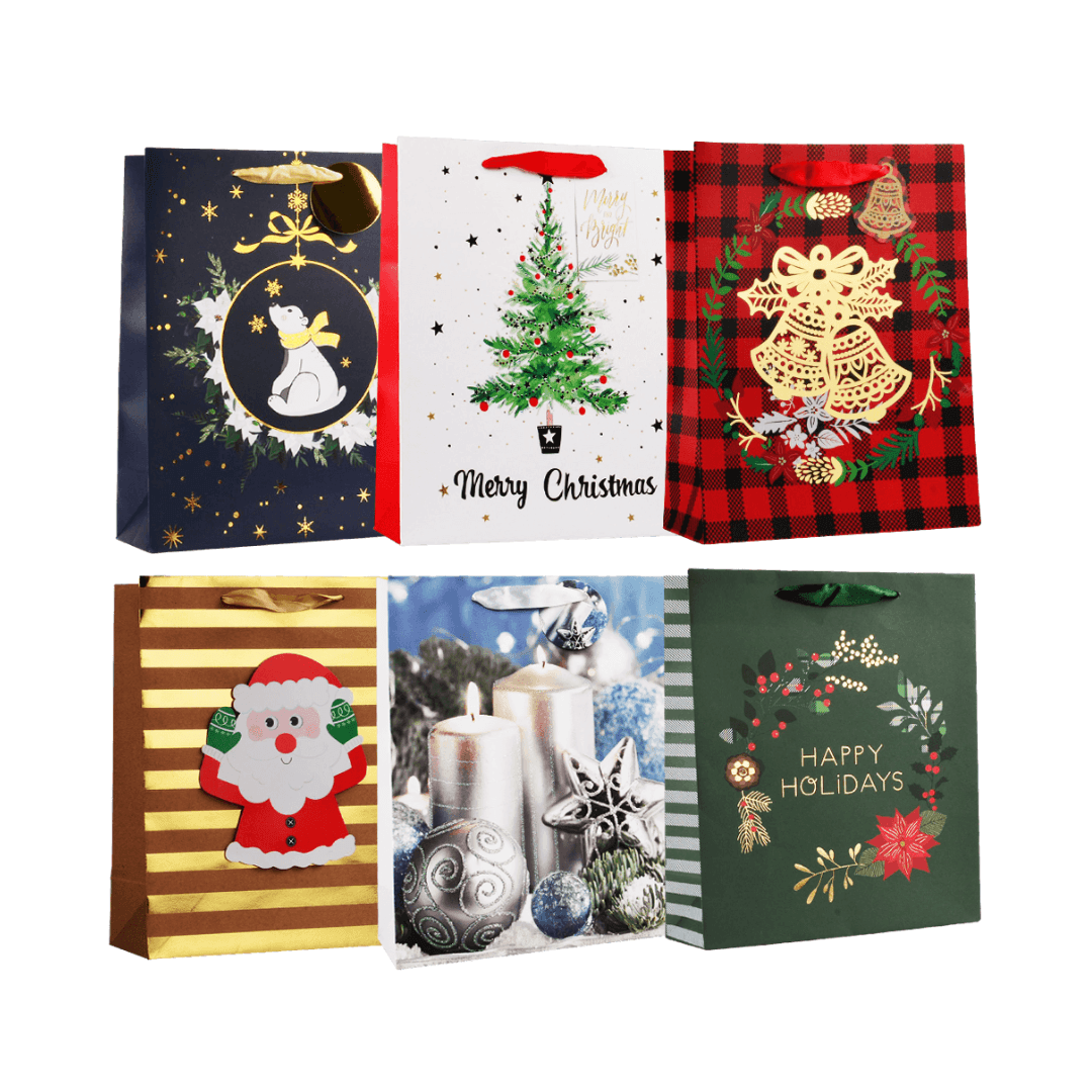 FUNDA DE REGALO MEDIUM NAVIDAD PREMIUM-18X23X10CM