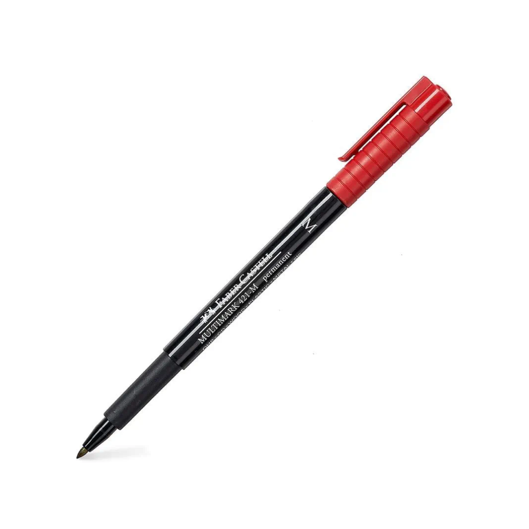 MARCADOR FABER CASTELL MULTIMARK 421 ROJO P/CD P/MEDIA 1.0MM-154421