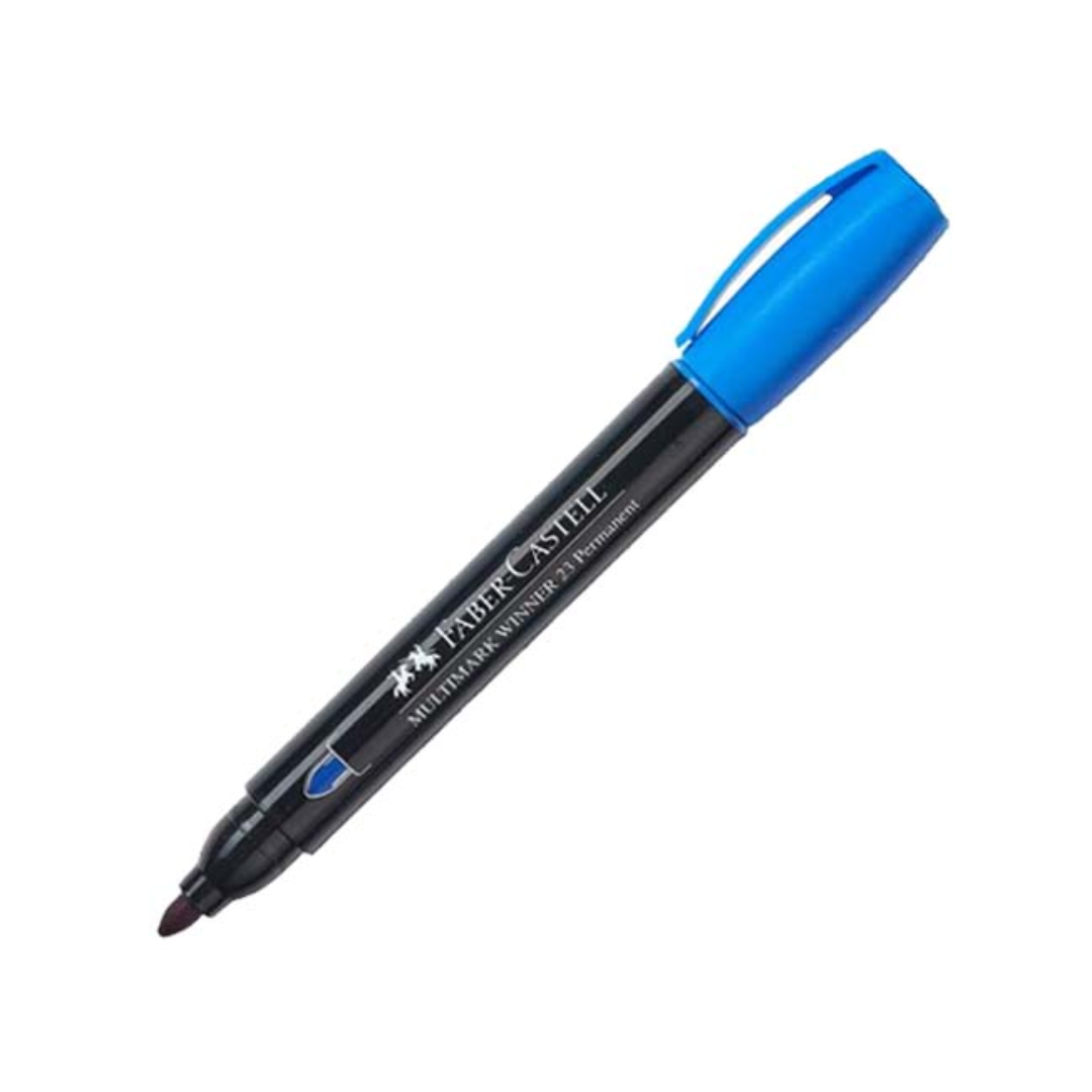 MARCADOR FABER CASTELL PERMANENTE #23 P/REDONDA AZUL-453353