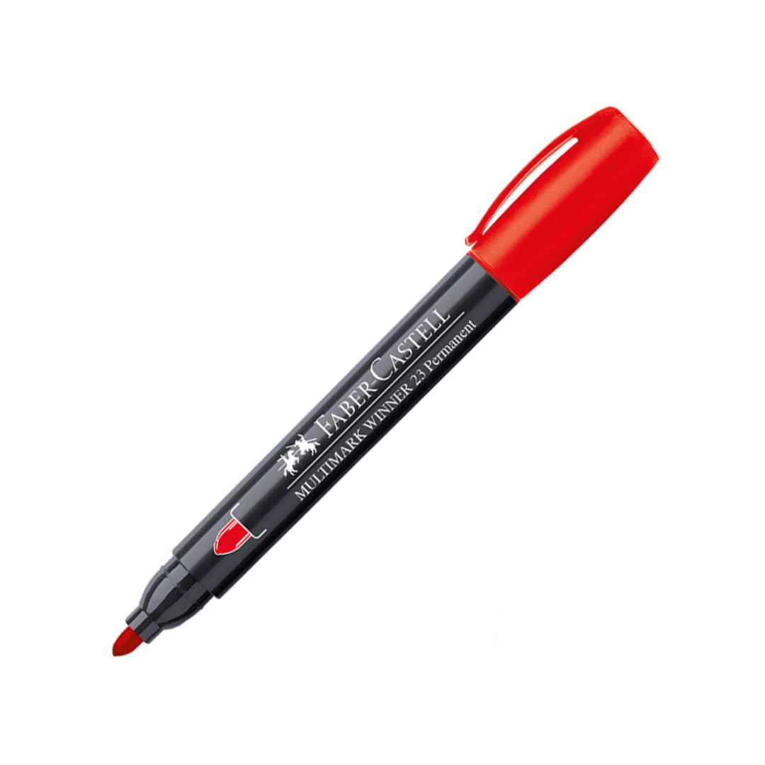 MARCADOR FABER CASTELL PERMANENTE #23 P/REDONDA ROJO-453323