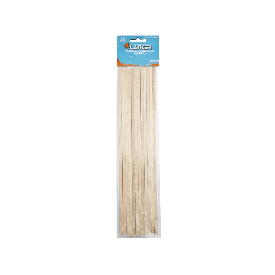 PALILLOS CUADRADOS DE MADERA NATURAL-5X5X300MM