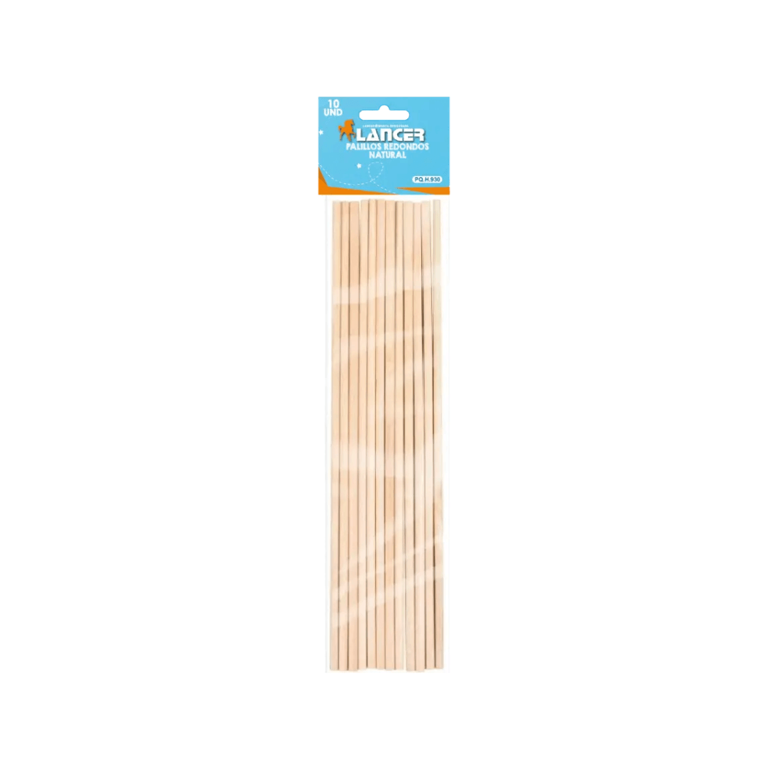 PALILLOS REDONDOS DE MADERA NATURAL-5X300MM