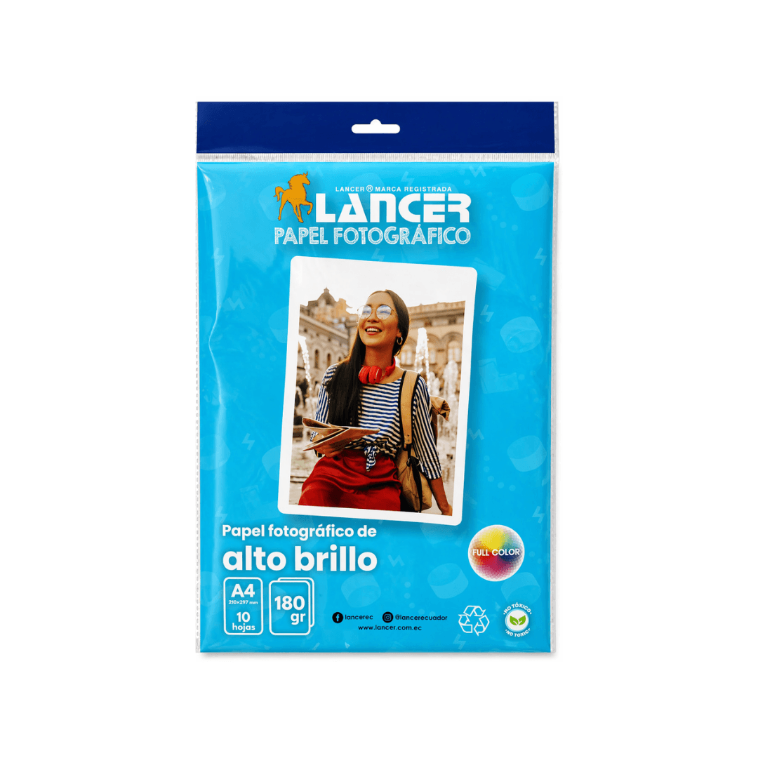 PAPEL FOTOGRÁFICO A4 GLOSSY 180 GRS CAST COAT - RESISTENTE AL AGUA