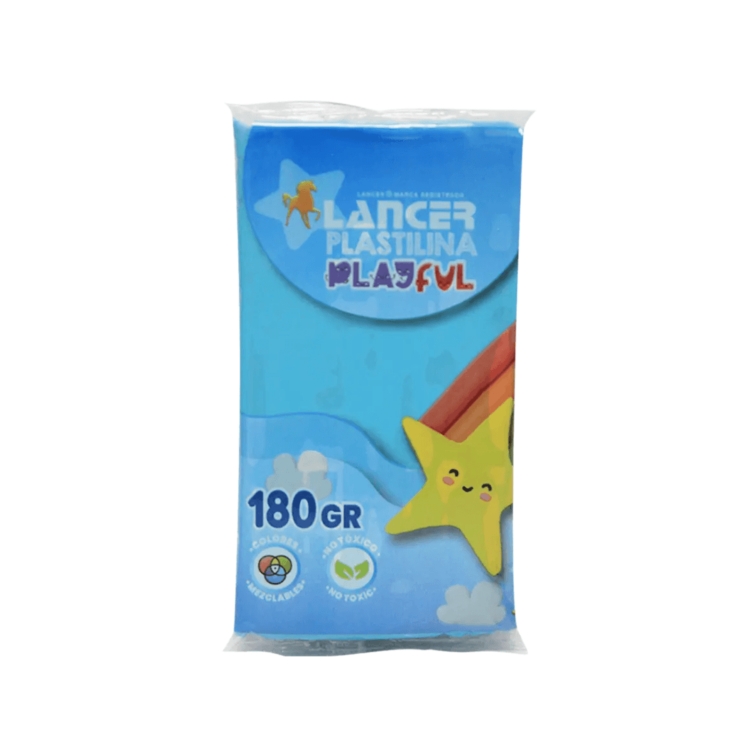 PLASTILINA MARQUETA LANCER 180GR - CELESTE