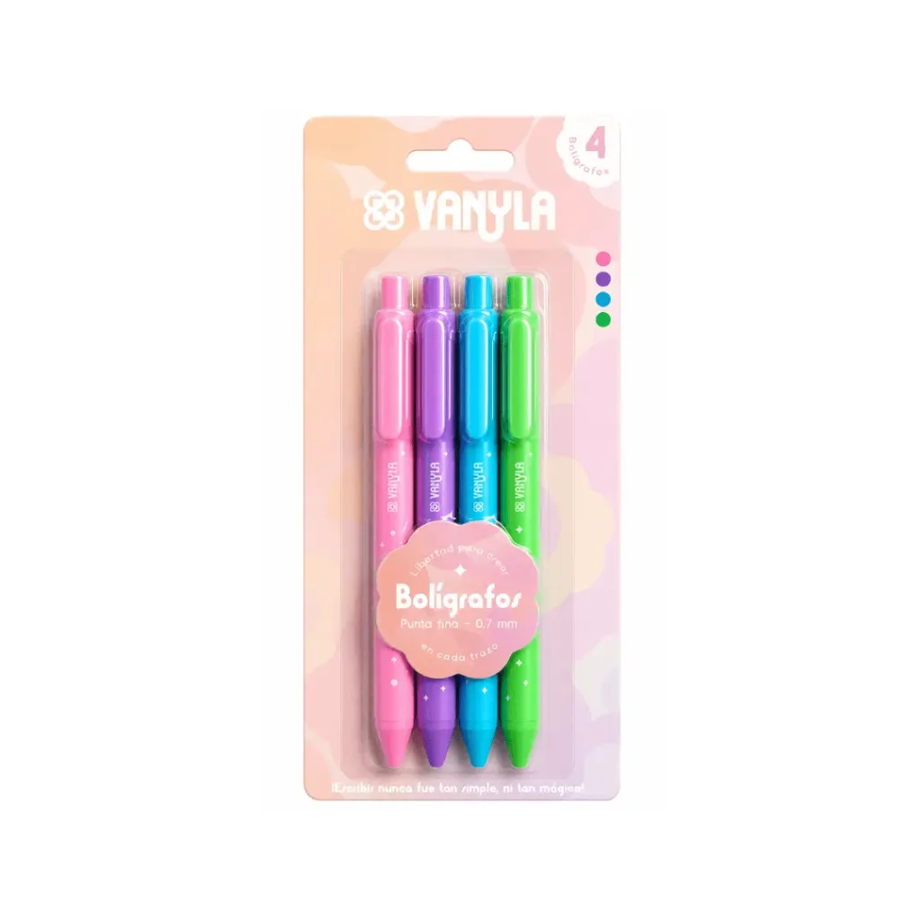 BOLIGRAFO VANYLA 0.7MM X4 UND.