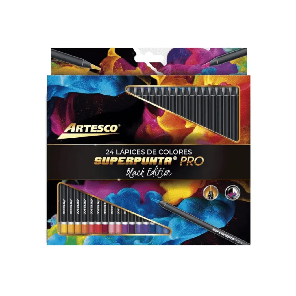 LÁPIZ ARTESCO SUPERPUNTA PRO BLACK EDITION 24 COLORES 4MM