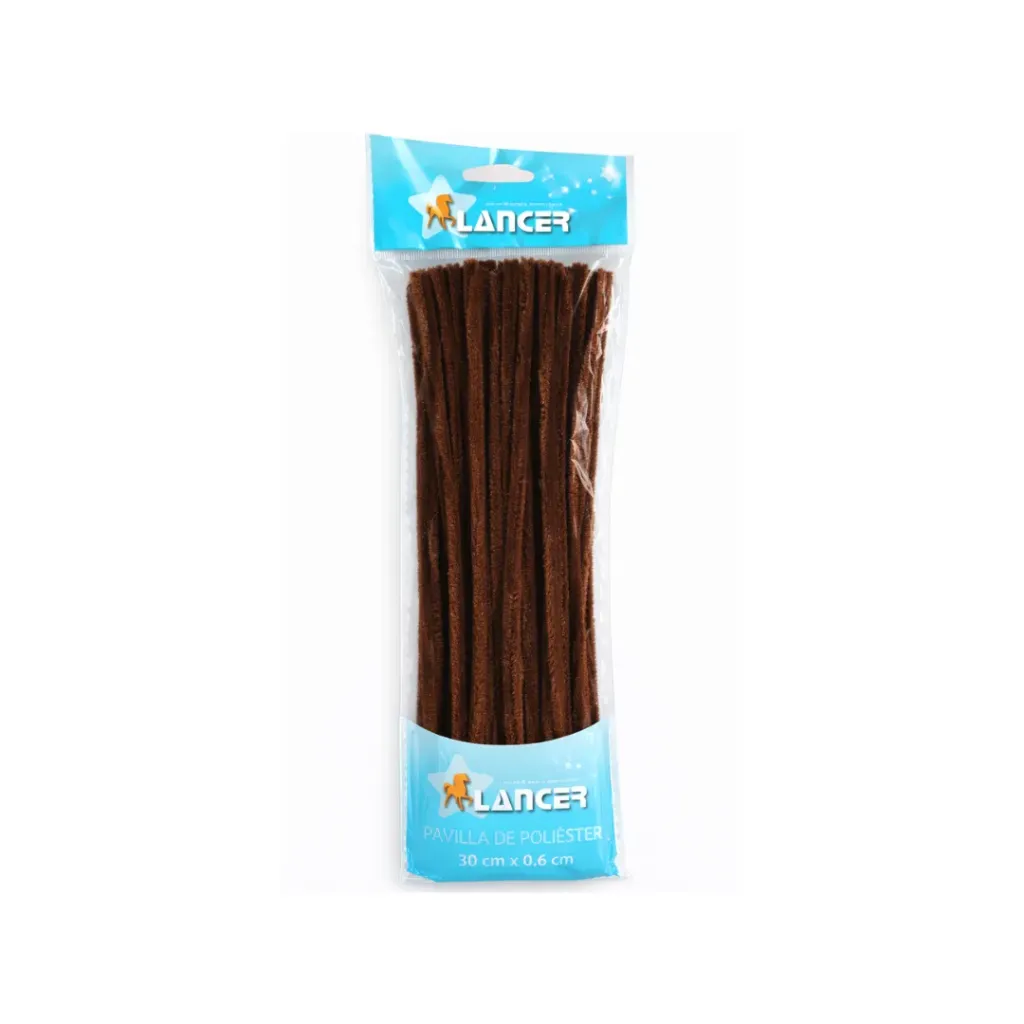 CHENILLA POLIESTER CAFÉ 30CMX6MM DE 100 UNIDADES