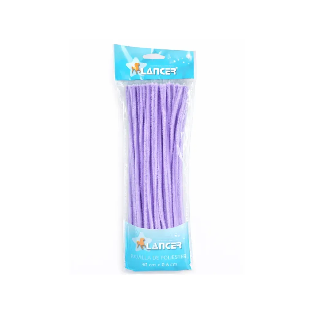 CHENILLA POLIESTER LILA 30CMX6MM DE 100 UNIDADES