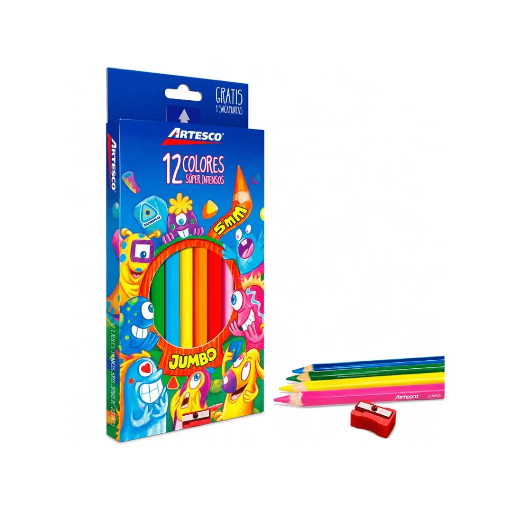 LAPIZ ARTESCO TRIANG BORRABLE JUMBO X 12 COL. + SACAP.