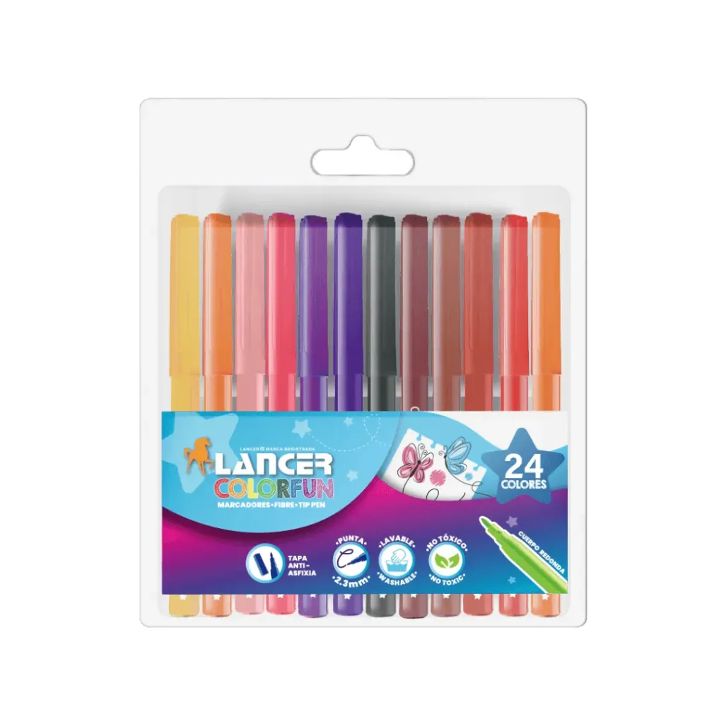 MARCADOR ESCOLAR LANCER 24 COLORES COLORES-2.3MM