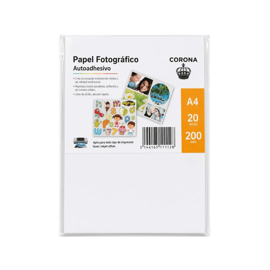 PAPEL FOTOGRÁFICO ADHESIVO X 20 HOJAS