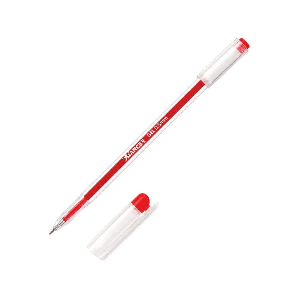 BOLÍGRAFOS GEL 0.5 MM CUERPO TRANSLUCIDO TINTA ROJA