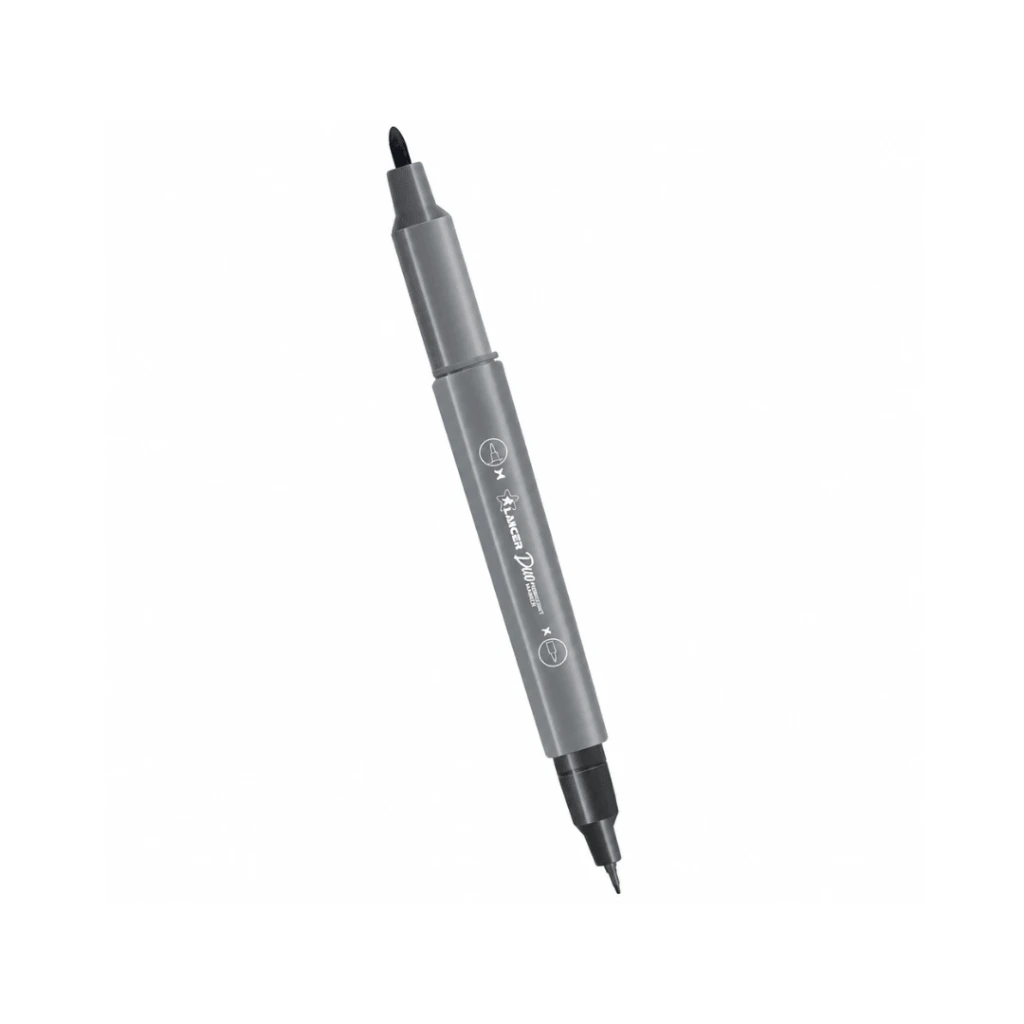MARCADOR DUO PERMANENTE LANCER-CD DOBLE PUNTA NEGRO
