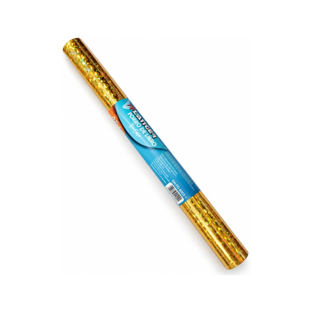 FORRO DE LIBRO DORADO HOLOGRÁFICO 3 METROS (PAPEL CONTACT)