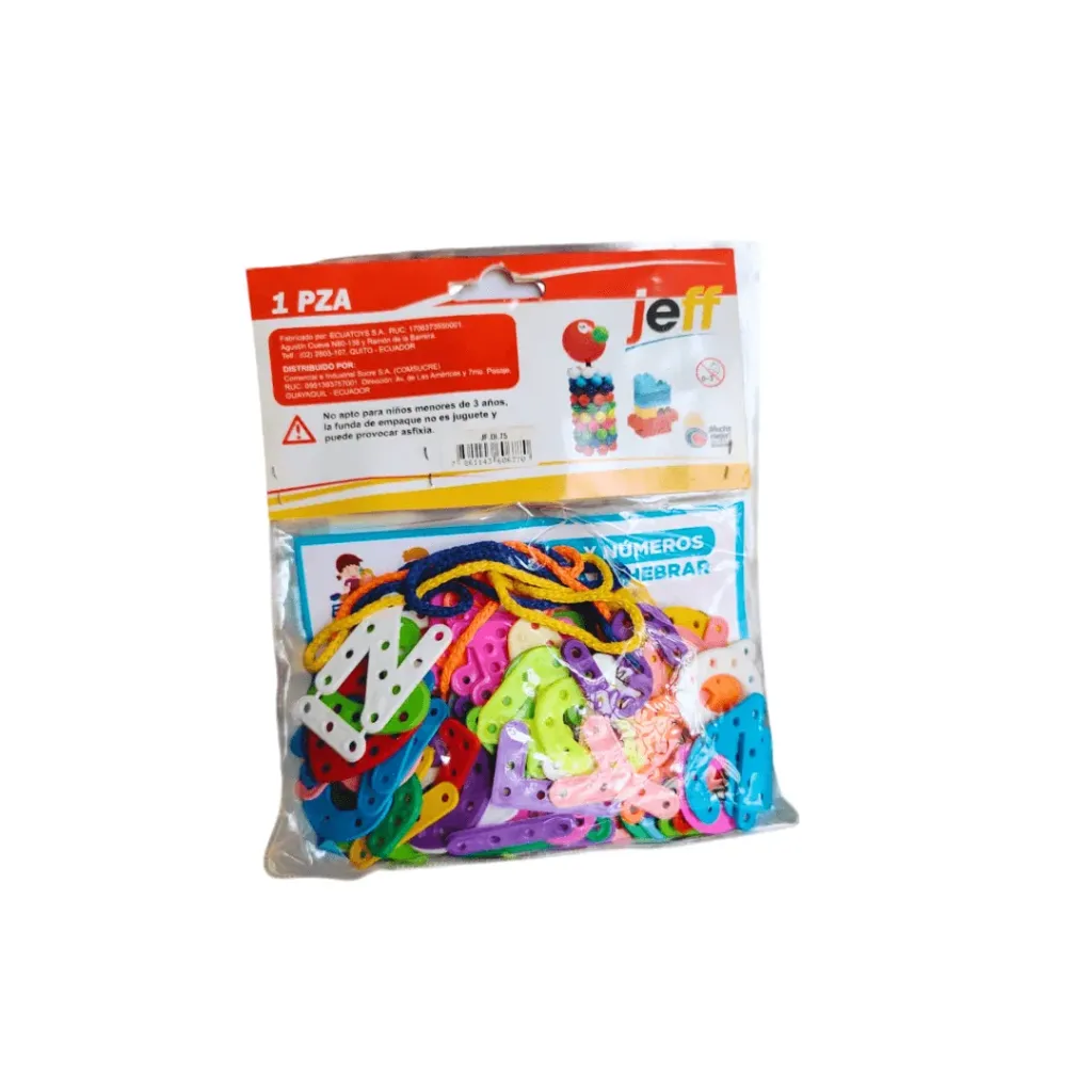 ABECEDARIO Y NUMEROS X 80 PZS PARA ENHEBRAR