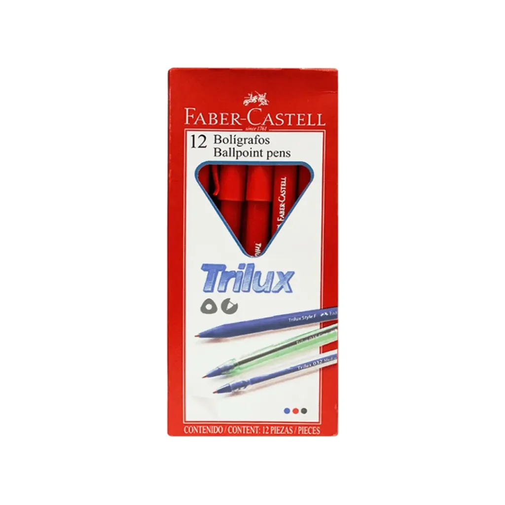 BOLÍGRAFO FABER PUNTA FINA 0.8MM #035 ROJO CUERPO TRANSPARENTE