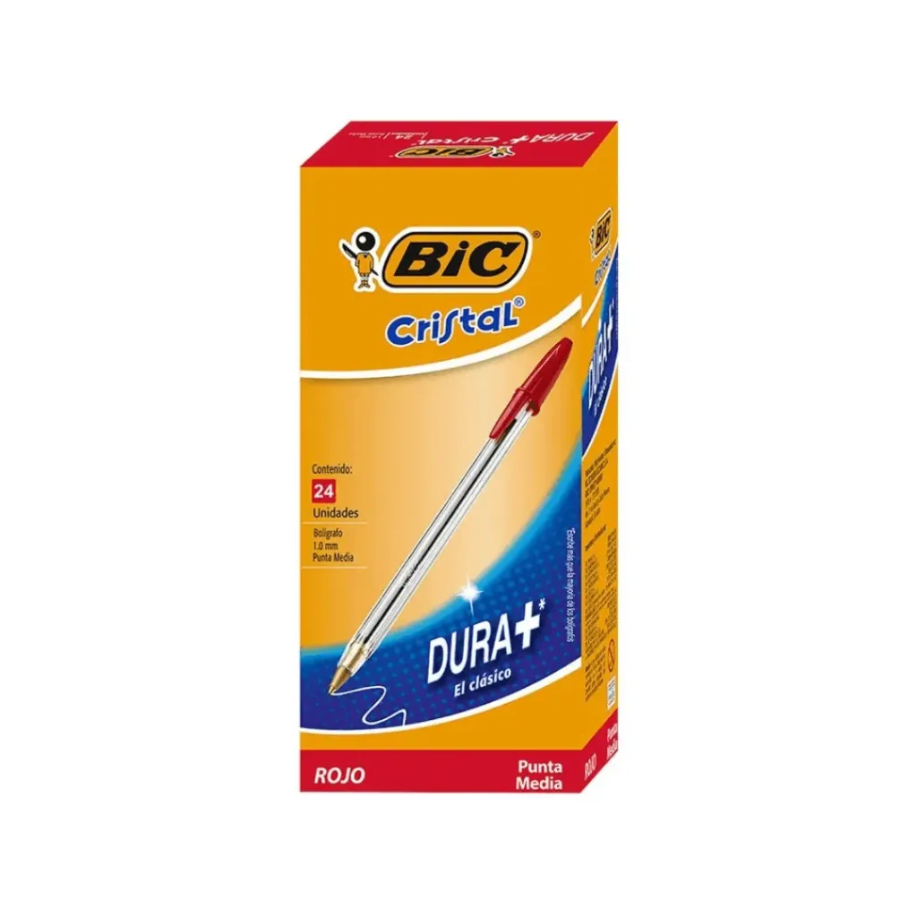 BOLÍGRAFO BIC CRISTAL PUNTA MEDIA 1.00MM ROJO