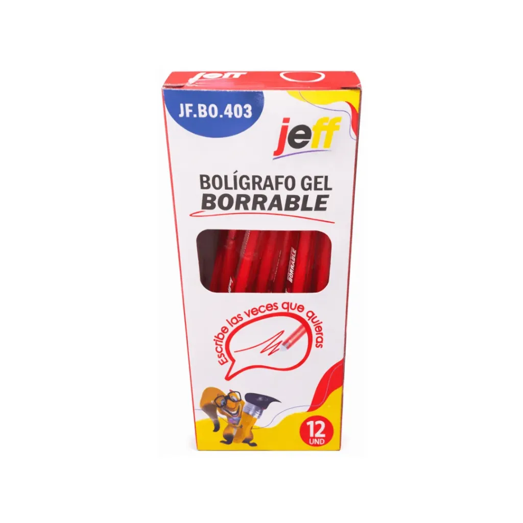 BOLÍGRAFO BORRABLE JEFF ROJO PUNTA FINA 0.5MM