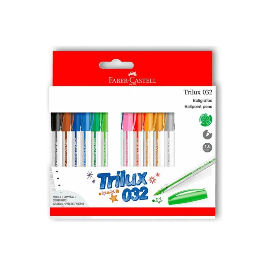 BOLIGRAFO FABER TRILUX 032 M BLISTER 12 COLORES