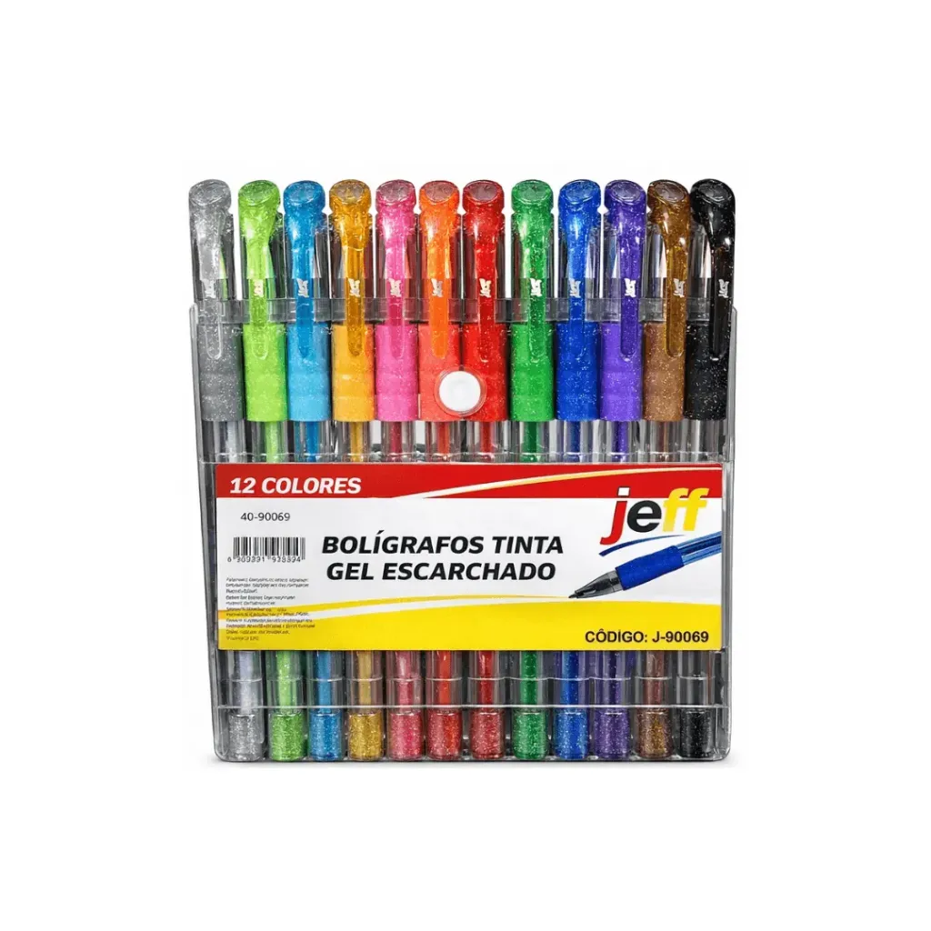 BOLIGRAFO JEFF GEL 12 COLORES