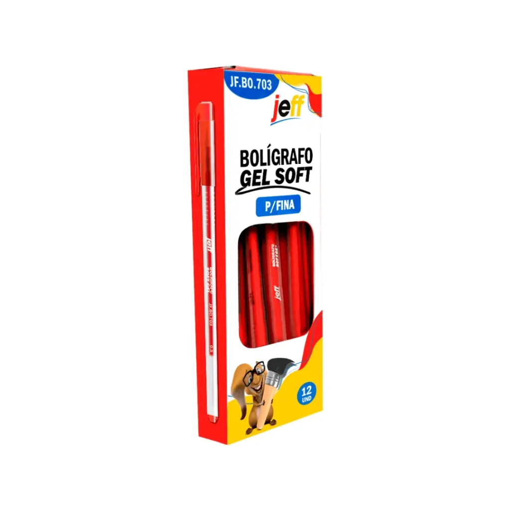 BOLIGRAFO JEFF SOFTGEL PUNTA FINA 0.5MM-ROJO