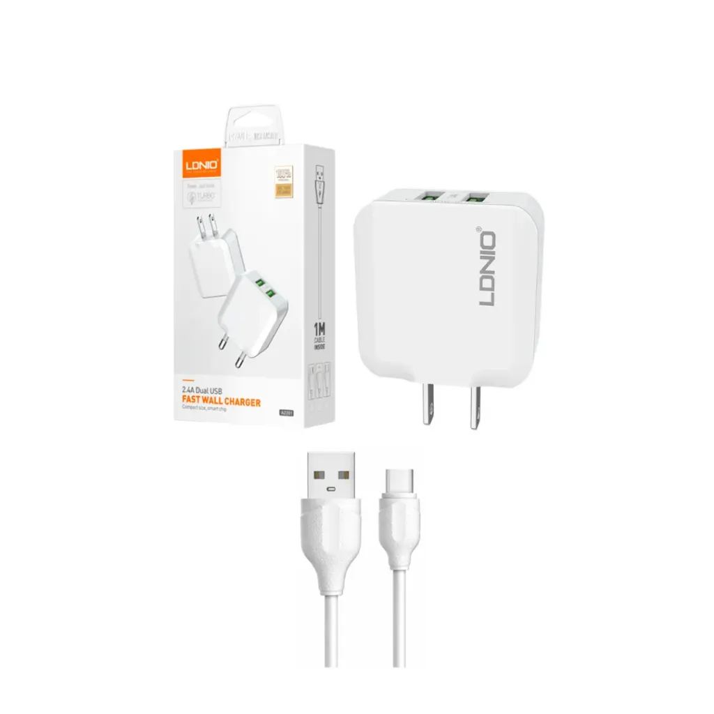 CARGADOR LDNIO A2201 12W - 2P USB + TC