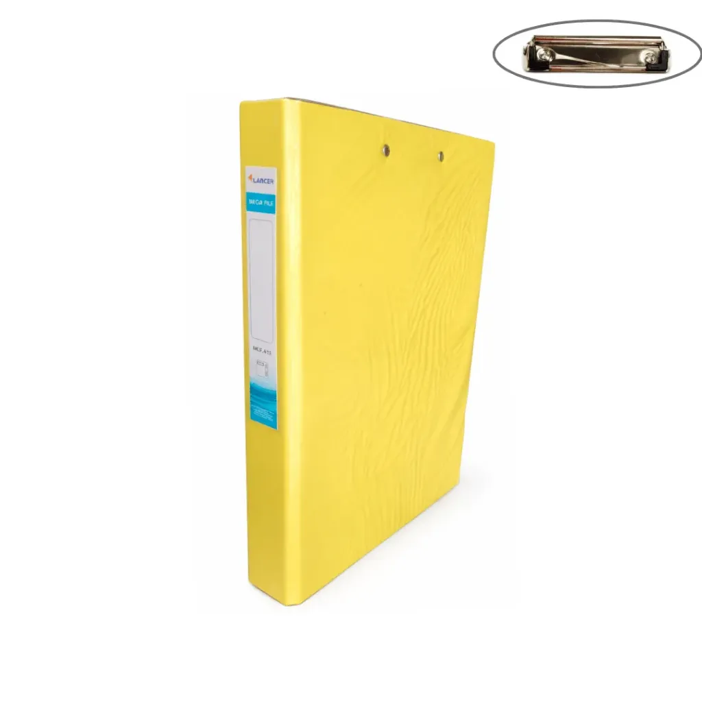 CARPETA PASTA DURA DE 2 ARGOLLAS A4 AMARILLO Y SUJETADOR