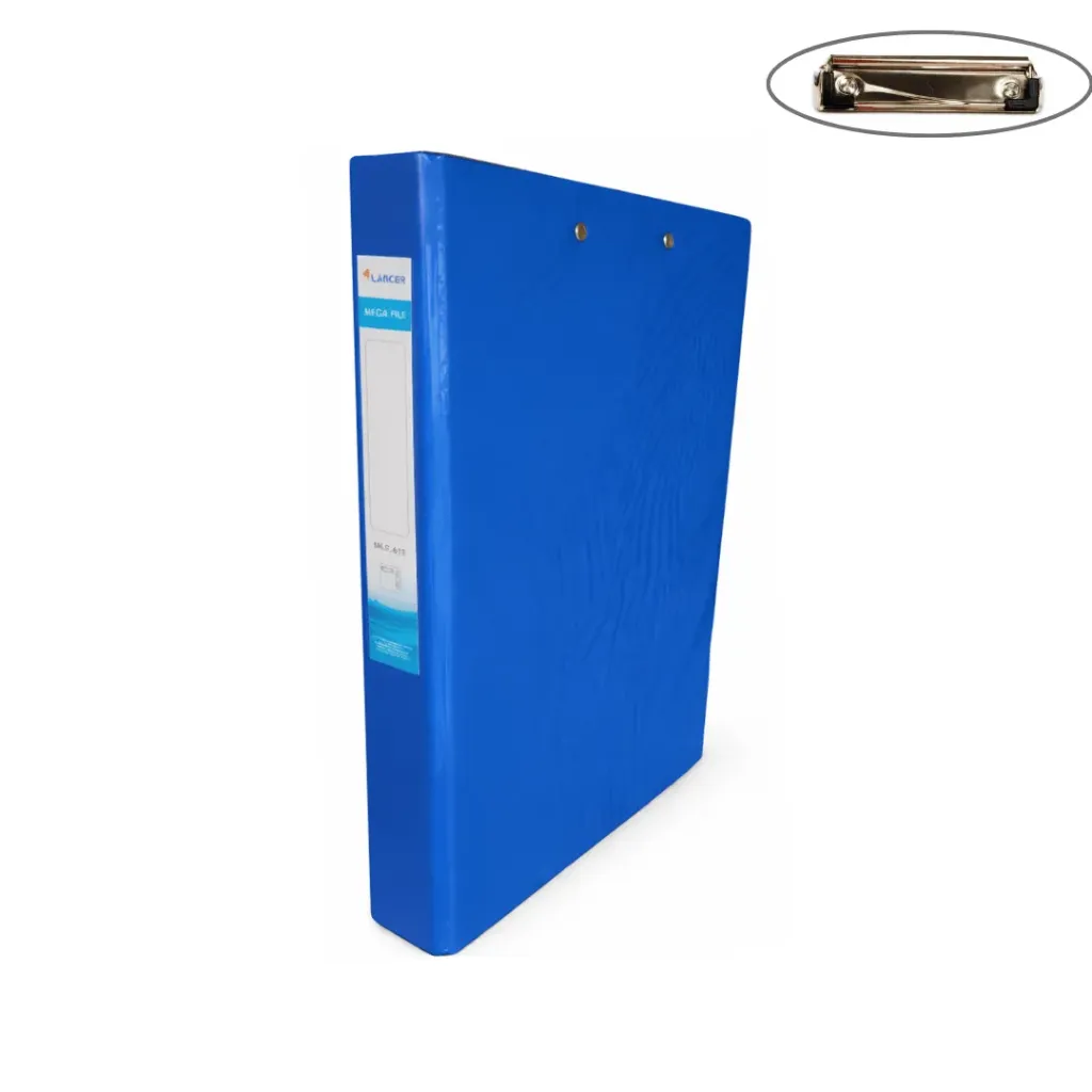 CARPETA PASTA DURA DE 2 ARGOLLAS A4 AZUL CON SUJETADOR