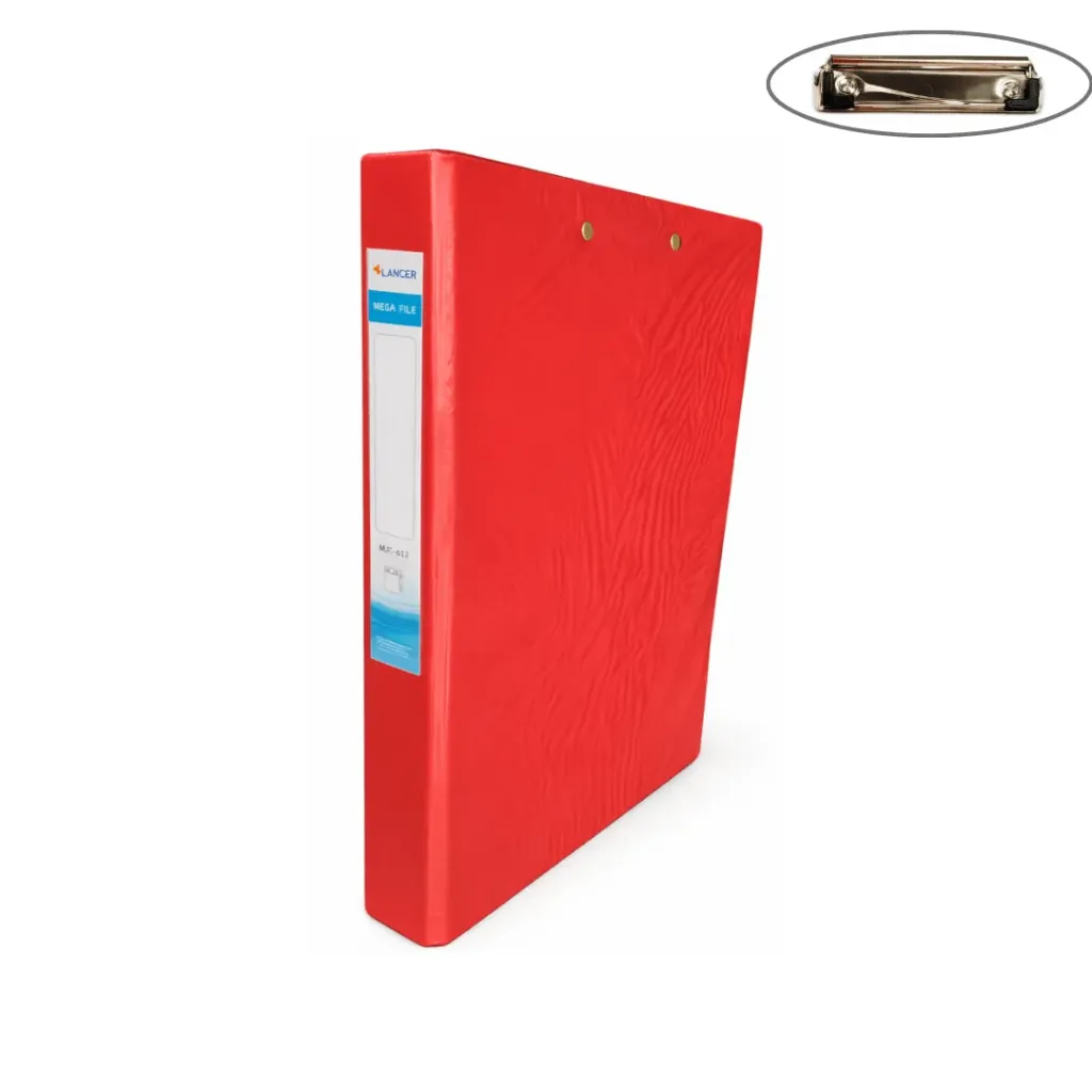 CARPETA PASTA DURA DE 2 ARGOLLAS A4 ROJO CON SUJETADOR