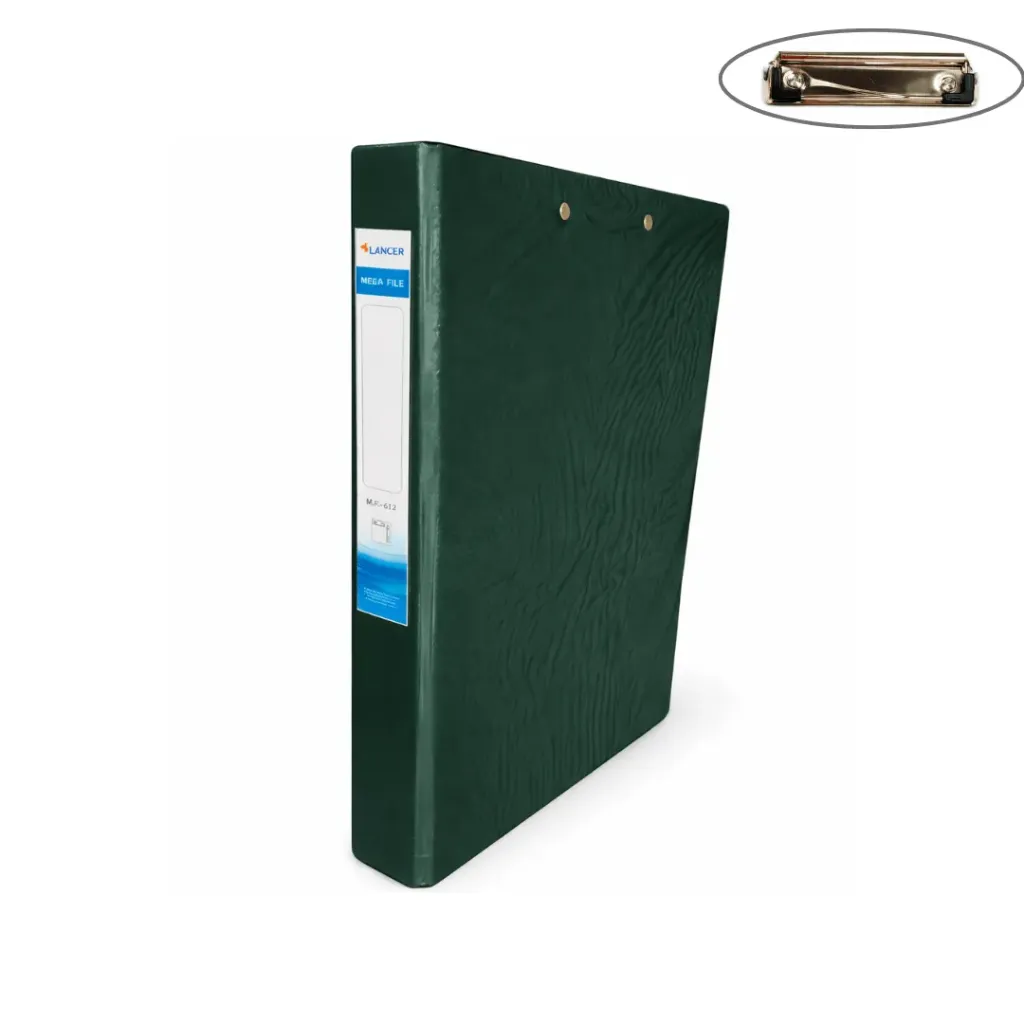 CARPETA PASTA DURA DE 2 ARGOLLAS A4 VERDE CON SUJETADOR