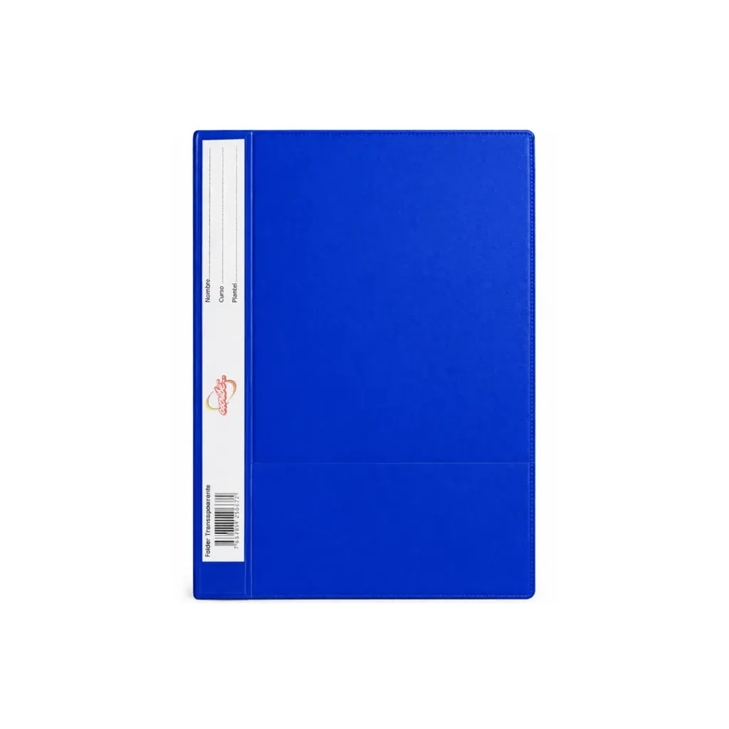CARPETA CUBIERTA TRANSPARENTE AZUL ELECTRICO ESCRIBE CON VINCHA