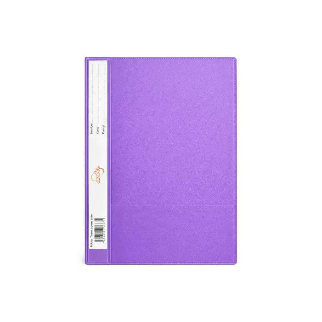 CARPETA CUBIERTA TRANSPARENTE LILA ESCRIBE CON VINCHA
