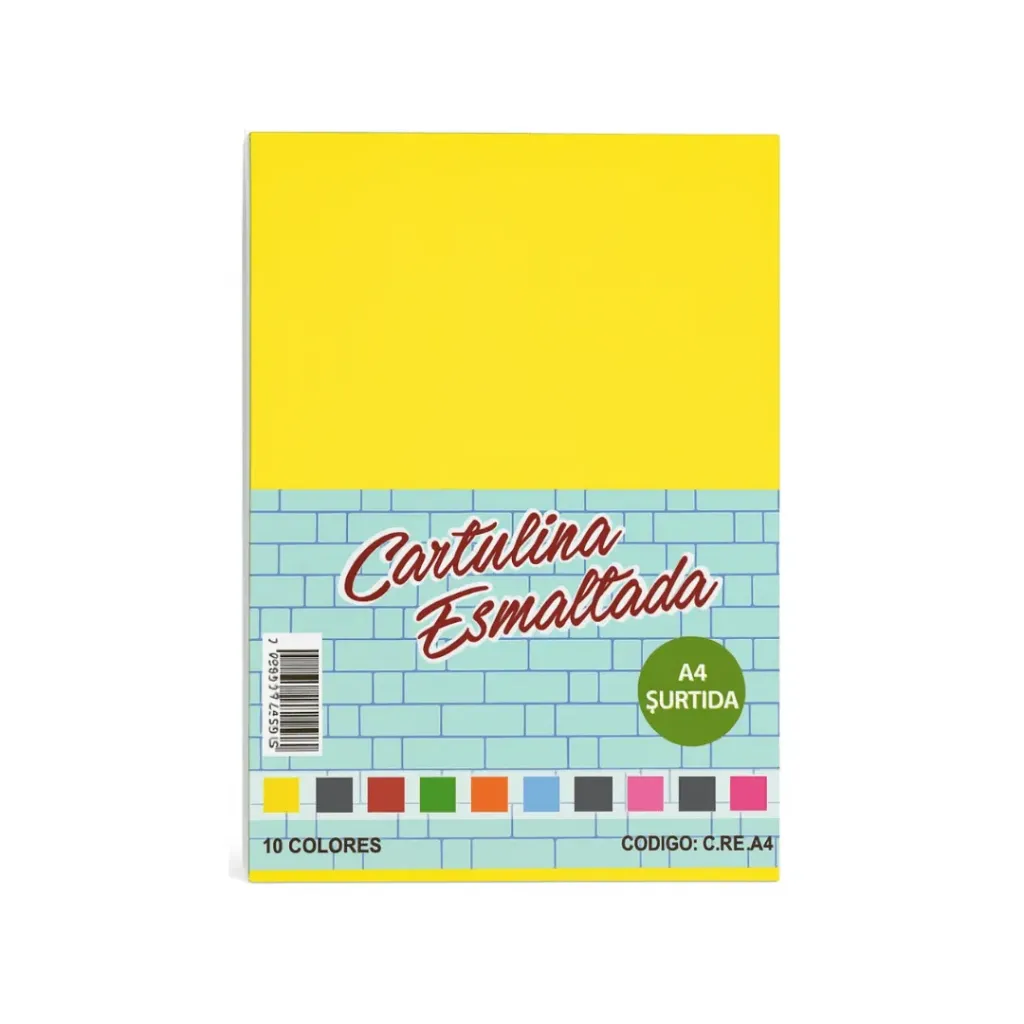 CARTULINA ESMALTADA 10 COLERES SURTIDOS A4