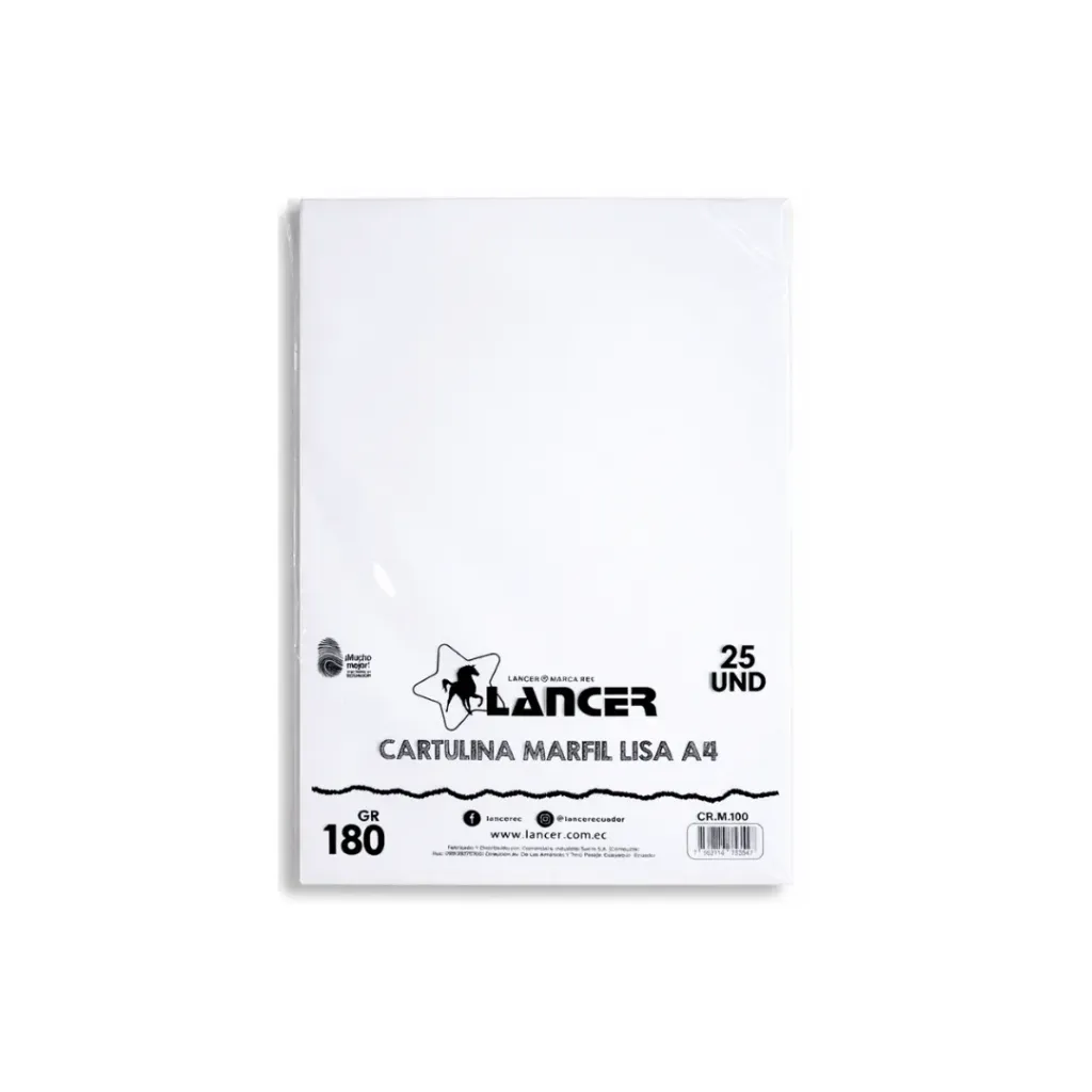 CARTULINA MARFIL LISA A4 DE 25 UNIDADES