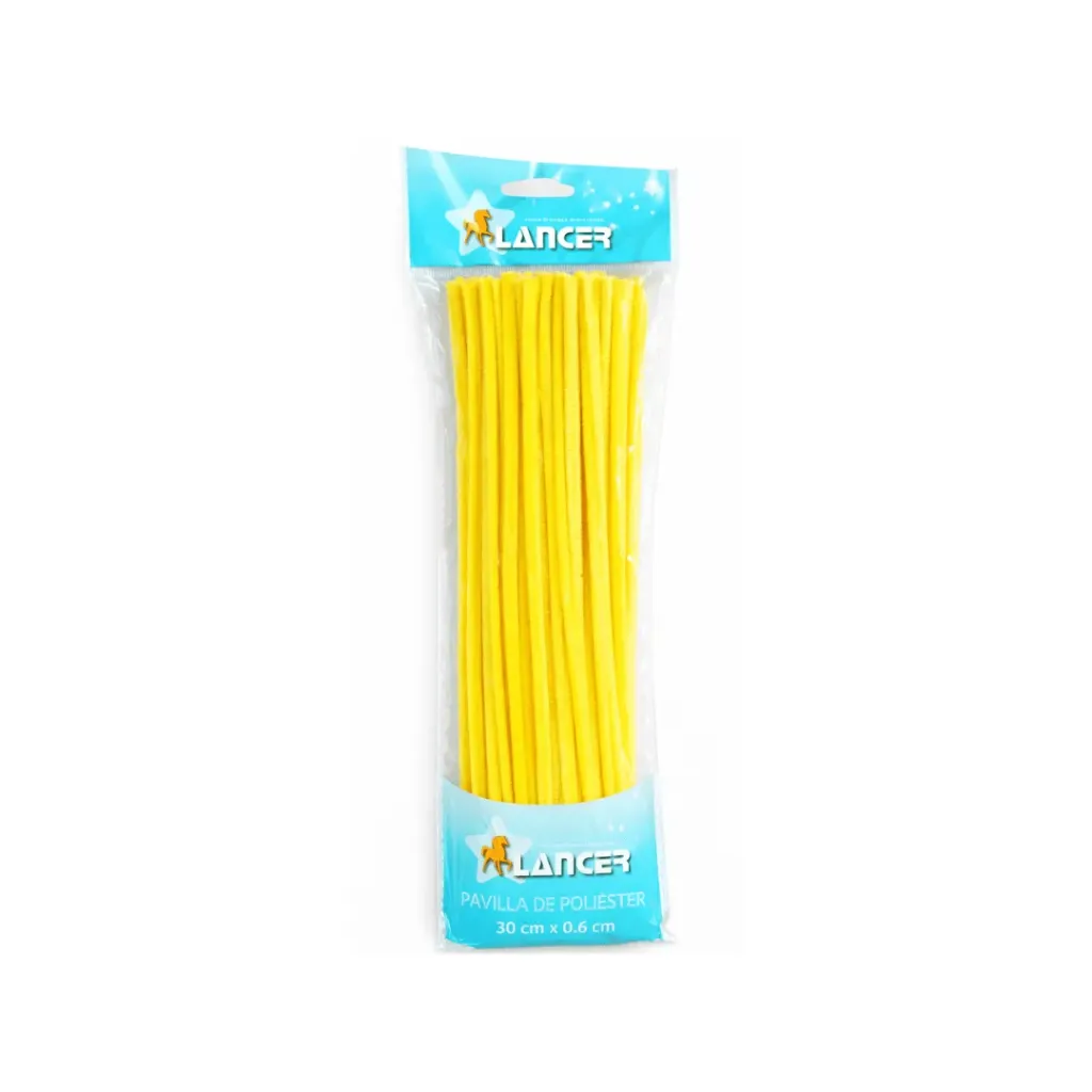 CHENILLA POLIESTER AMARILLO 30CMX6MM DE 100 UNIDADES