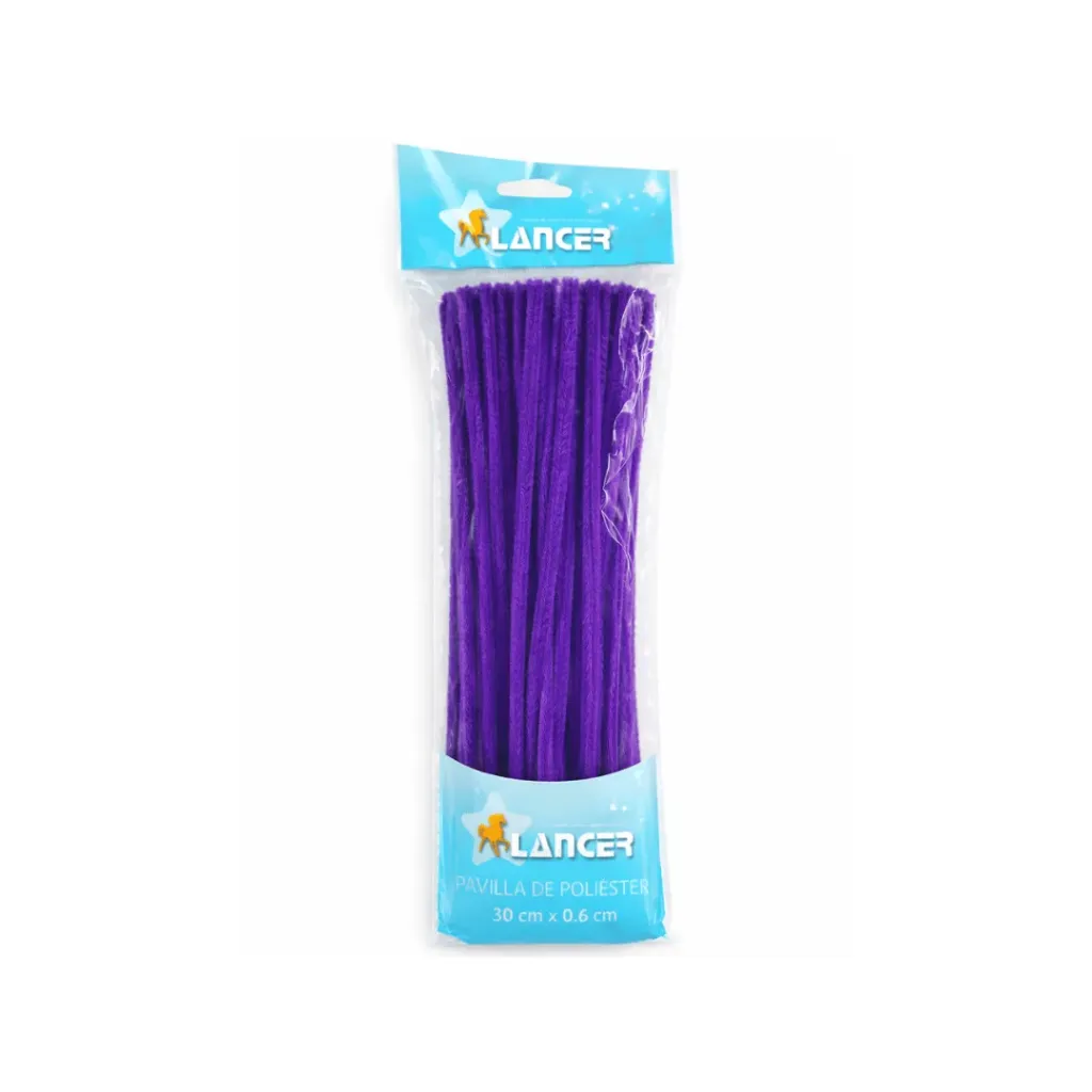 CHENILLA POLIESTER MORADO 30CMX6MM DE 100 UNIDADES