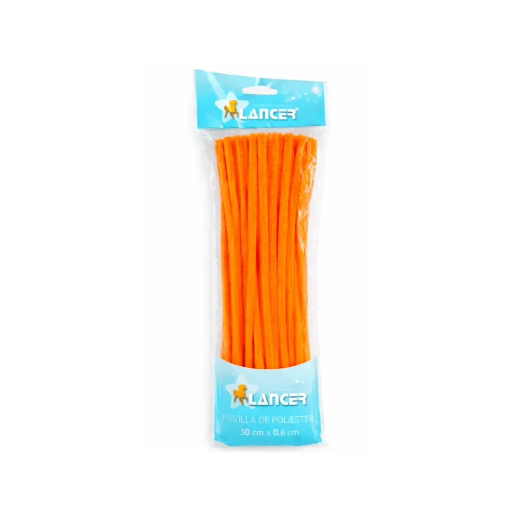 CHENILLA POLIESTER NARANJA 30CMX6MM DE 100 UNIDADES
