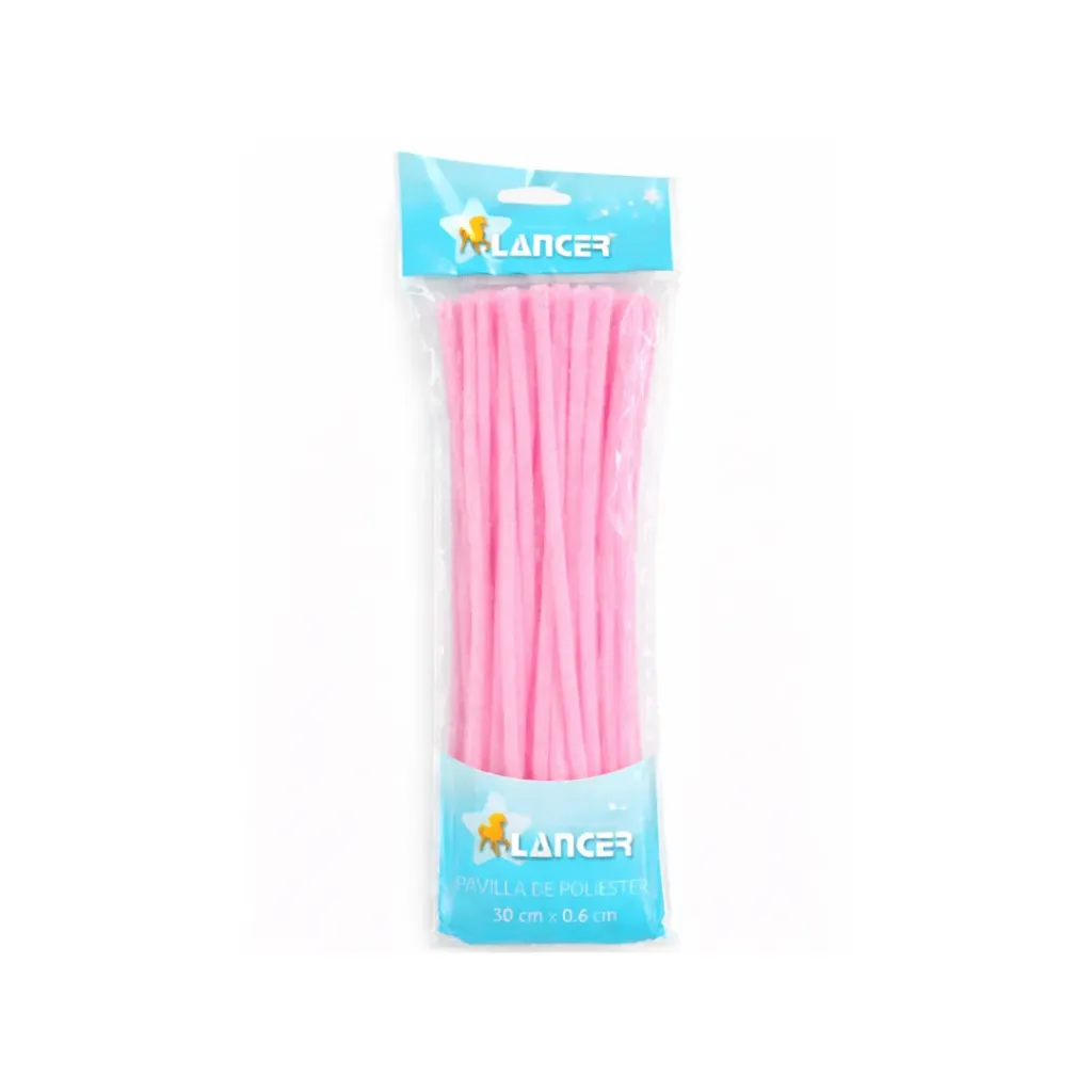 CHENILLA POLIESTER ROSADO 30CMX6MM DE 100 UNIDADES